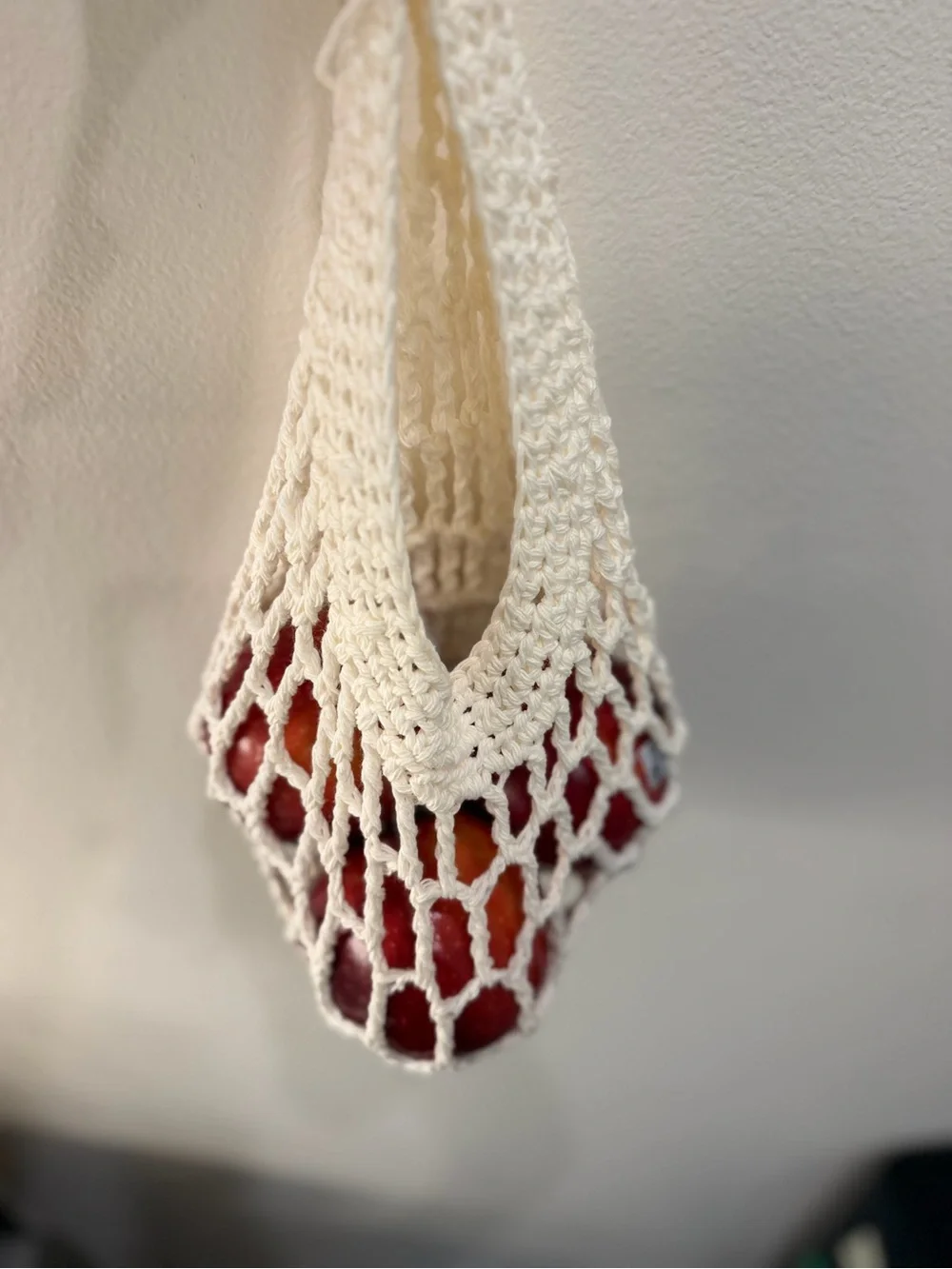Handmade Crocheted Cotton Market Bag | Reusable Fruit & Produce Net